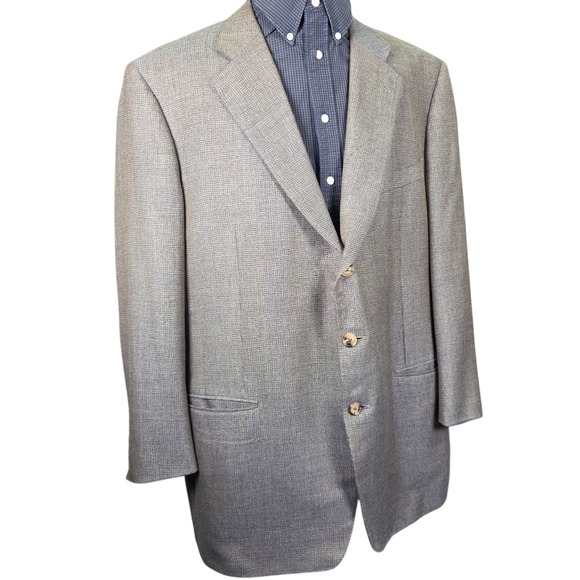Ermenegildo Zegna Other - Vtg Ermenegildo Zegna Neiman Marcus Blazer Jacket Cashmere 50L Blue Gold Gray
